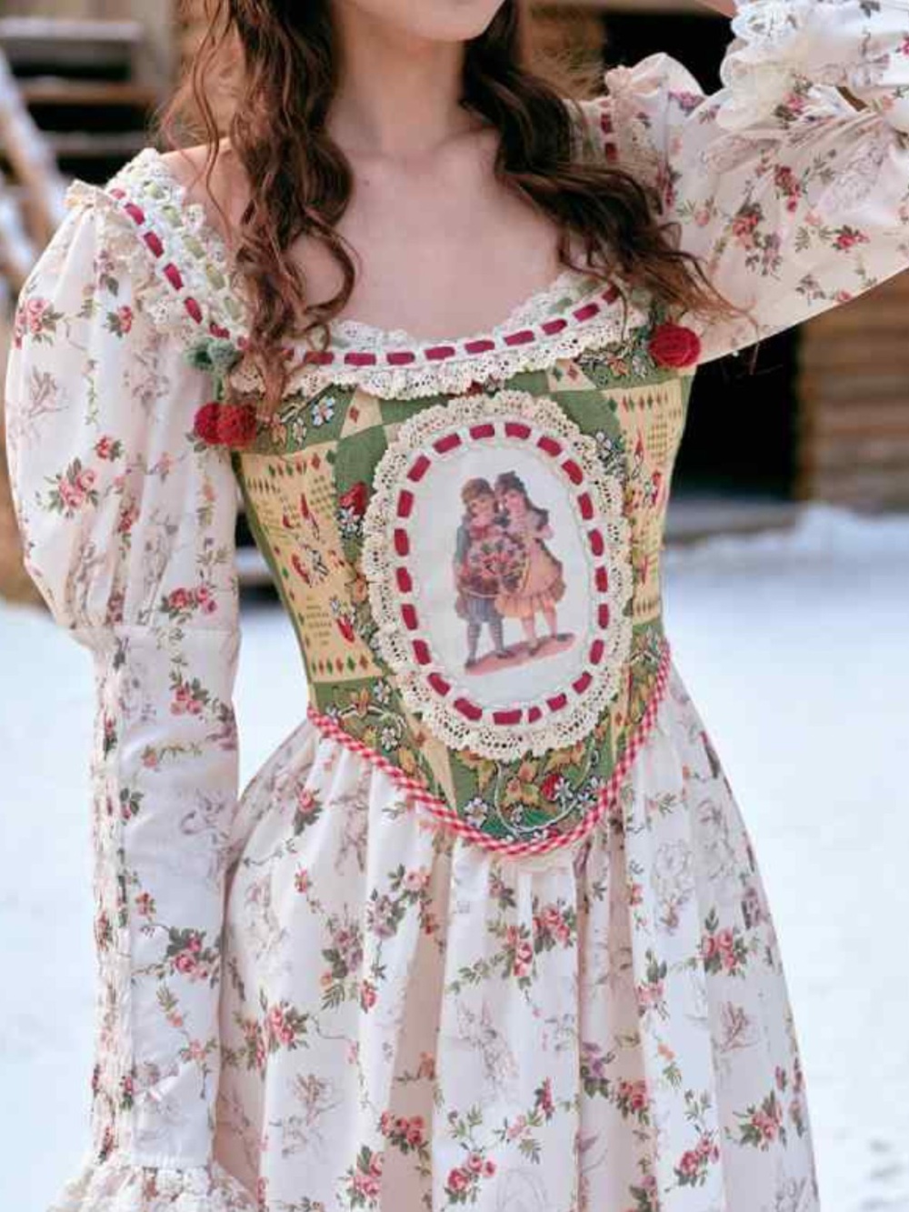 Lacemade Tapestry Floral Lace Trim Overbust Corset Top Coquette Cottagecore S - Picture 2 of 13